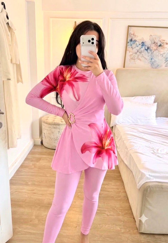 Pinky floral burkini
