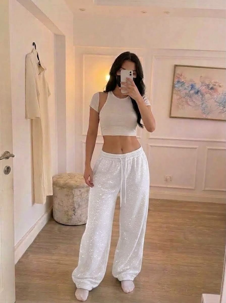 White Gliter baggy jogger