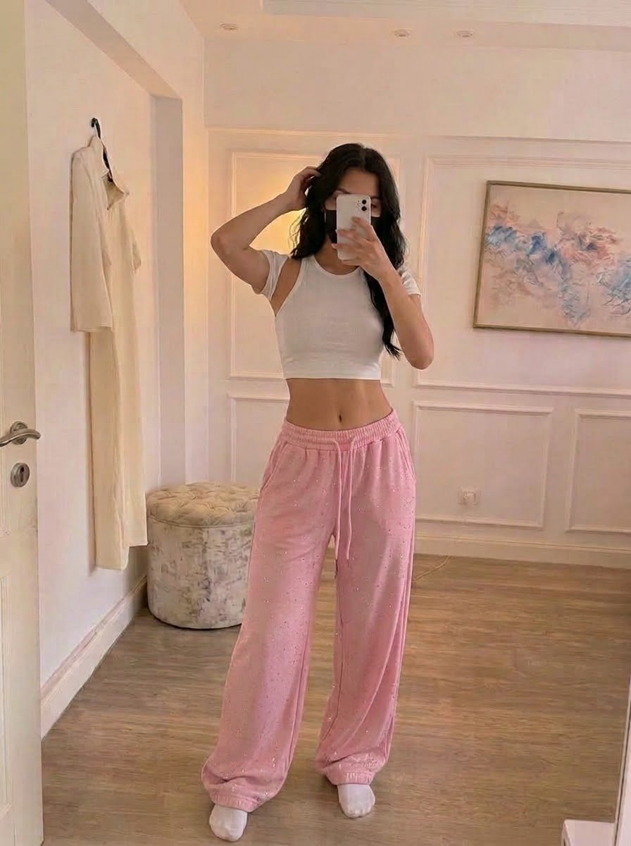 Pinky Glitter baggy jogger