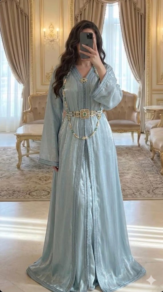 Caftan organza bleu