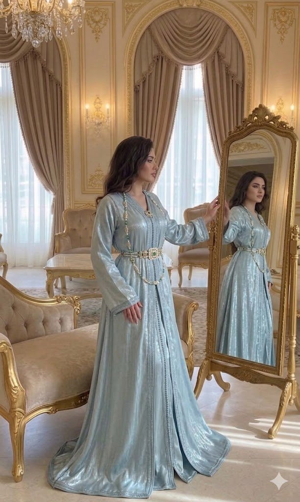 Caftan organza bleu