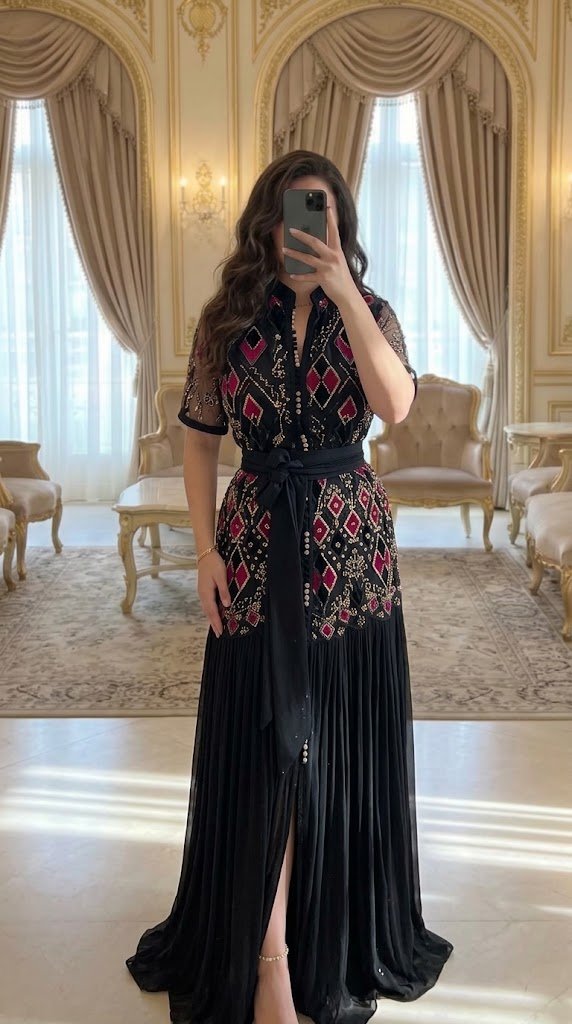 Black moderne caftan